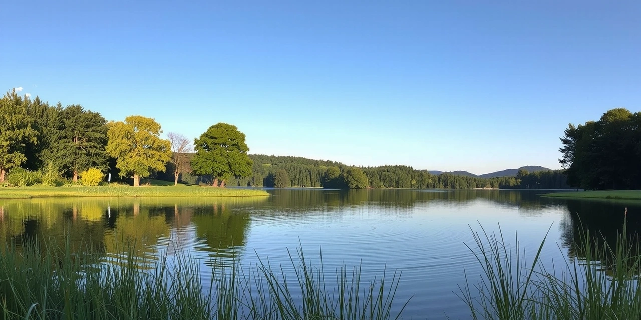 Serene landscape with elements of nature and healthy living, symbolizing holistic wellbeing